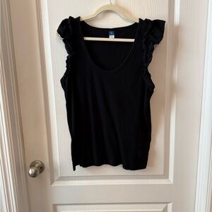 Old Navy Black Ruffle Sleeve Tank Top